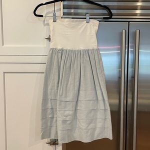 Theory Strapless White and Blue Dress One Size